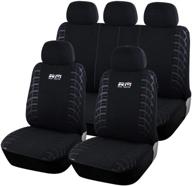 autofan audel universal full set breathable car seat covers, embossed cloth seat protectors (airbag compatible & anti-slip) in black logo