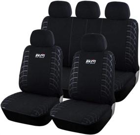 img 4 attached to AUTOFAN Audel Universal Full Set Breathable Car Seat Covers, Embossed Cloth Seat Protectors (Airbag Compatible & Anti-Slip) in Black