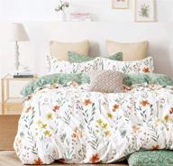 🌼 sleepbella duvet cover queen | 600 thread count cotton | yellow flowers & green branches | white reversible comforter cover | 3pcs bedding set logo