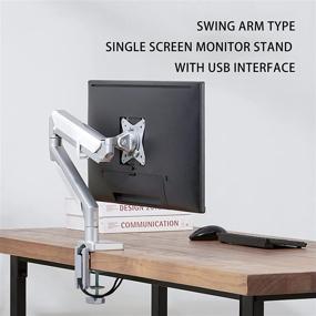 img 2 attached to 💻 Adjustable Telescopic Double Screen Computer Monitor Arm Desk Mount with USB Port and Cantilever Design – Universal Mechanical Bracket with Hole-Free Base
