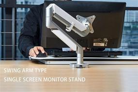 img 3 attached to 💻 Adjustable Telescopic Double Screen Computer Monitor Arm Desk Mount with USB Port and Cantilever Design – Universal Mechanical Bracket with Hole-Free Base