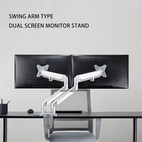 img 1 attached to 💻 Adjustable Telescopic Double Screen Computer Monitor Arm Desk Mount with USB Port and Cantilever Design – Universal Mechanical Bracket with Hole-Free Base
