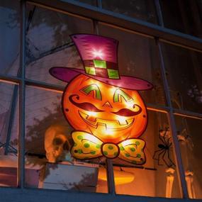 img 1 attached to 🎃 Halloween Pumpkin Lights - Vintage 12 x 16 Inch Lighted Up Pumpkin Window Silhouette with Orange Lights for Indoor/Outdoor Wall, Door, Fireplace - Holiday Theme Ornament