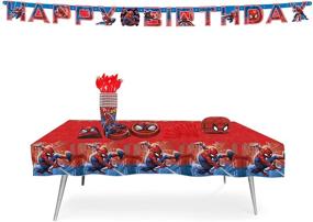 img 2 attached to 🕷️ Spiderman Birthday Party Supplies - Premium Spiderman Decorations for Boys and Men - 86-Piece Set with Bonus Cutlery and Masks for Kids