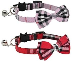 img 4 attached to 🐱 CHUKCHI 2 Pack Cat Collar Breakaway Set with Cute Bow Tie, Bell & Adjustable Size for Kittens/Puppies - 7.8-10.5 Inch