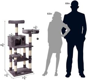 img 3 attached to 🐾 Esright Multi-Level Cat Tree: 58 5/8” Height, Gray Home Cat Tower with Scratching Posts and Plush Perch - Ideal Furniture for Active Kittens