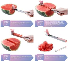 img 1 attached to 🍉 Stainless Steel Maveite Windmill Watermelon Slicer Cutter - Pink Kitchen Fruit Knife for Effortless Watermelon Cutting, Coring, and Salad Preparation - Versatile Kitchen Gadgets and Tools