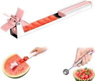 🍉 stainless steel maveite windmill watermelon slicer cutter - pink kitchen fruit knife for effortless watermelon cutting, coring, and salad preparation - versatile kitchen gadgets and tools logo