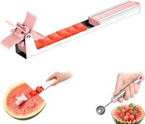 img 4 attached to 🍉 Stainless Steel Maveite Windmill Watermelon Slicer Cutter - Pink Kitchen Fruit Knife for Effortless Watermelon Cutting, Coring, and Salad Preparation - Versatile Kitchen Gadgets and Tools