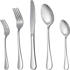 img 4 attached to Efficient Dishwashing made Easy: LIANYU 30 Piece Stainless Silverware, Dishwasher Safe