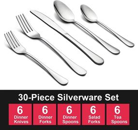 img 3 attached to Efficient Dishwashing made Easy: LIANYU 30 Piece Stainless Silverware, Dishwasher Safe