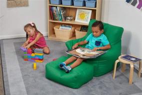 img 2 attached to 🪑 Green SoftScape Bean Bag Chair and Ottoman Set for Kids - Ideal for Reading, Video Games, and Relaxation. Versatile Seating Option for Home, Classrooms, Daycares, and Libraries