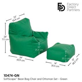 img 3 attached to 🪑 Green SoftScape Bean Bag Chair and Ottoman Set for Kids - Ideal for Reading, Video Games, and Relaxation. Versatile Seating Option for Home, Classrooms, Daycares, and Libraries