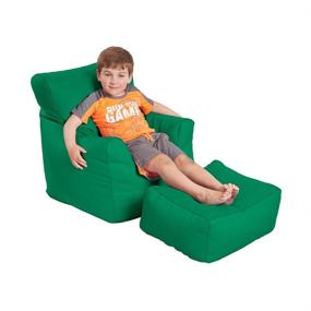 img 1 attached to 🪑 Green SoftScape Bean Bag Chair and Ottoman Set for Kids - Ideal for Reading, Video Games, and Relaxation. Versatile Seating Option for Home, Classrooms, Daycares, and Libraries