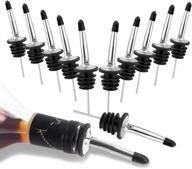 🍷 szuah wine bottle pourers (set of 12) - stainless steel classic tapered spout with rubber dust caps for liquor bottles, wine, olive oil & more логотип