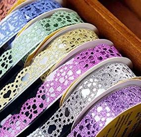 img 3 attached to 🎀 Washi Tape with Lace Pattern, Glitter Bling Self-Adhesive Tape - Diamond Washi Tape Masking for DIY Scrapbooking - Lace Tape Sticker - 6 Random Color Rolls