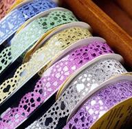 🎀 washi tape with lace pattern, glitter bling self-adhesive tape - diamond washi tape masking for diy scrapbooking - lace tape sticker - 6 random color rolls logo