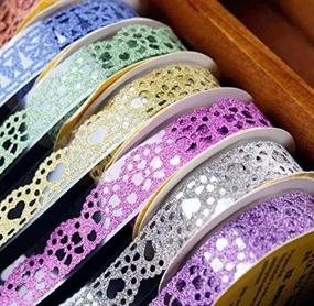 img 4 attached to 🎀 Washi Tape with Lace Pattern, Glitter Bling Self-Adhesive Tape - Diamond Washi Tape Masking for DIY Scrapbooking - Lace Tape Sticker - 6 Random Color Rolls