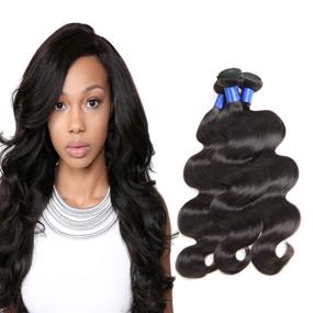 img 4 attached to 🌊 Получите полную голову волос Gluna Hair Brazilian Virgin Body Wave с натуральными невершенными волосами - наращивание из 100% натуральных волос - качество 10A (Натуральный цвет, 12 14 16 дюймов)