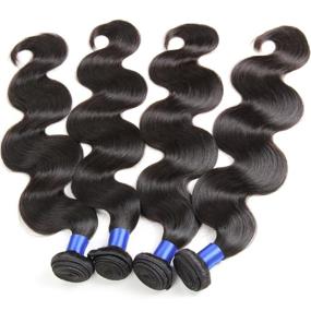 img 3 attached to 🌊 Получите полную голову волос Gluna Hair Brazilian Virgin Body Wave с натуральными невершенными волосами - наращивание из 100% натуральных волос - качество 10A (Натуральный цвет, 12 14 16 дюймов)