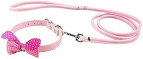 img 4 attached to 🐾 Dogs Kingdom Leather Knit Bowknot Collar and Leash 2pcs Set - Stylish Accessories for Your Puppy, Dog, or Cat!