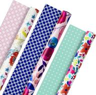 🎁 hallmark all occasion reversible wrapping paper (feminine florals, 3-pack, 120 sq. ft. total) - perfect for easter, mother's day, birthdays, bridal showers, baby showers, and every occasion logo