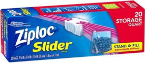 img 2 attached to 🔒 Ziploc Slider Storage Bags, Food and Sandwich Bags, Stand-and-Fill, Quart Size, 20 Count, Pack of 12 (240 Bags Total)