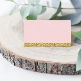img 3 attached to Andaz Press Blush Pink Gold Glitter Print Wedding Collection: Printable Table Tent Place Cards, 20-Pack for Dessert Candy Table Catering Stations Signage - Elegant Touch for Your Wedding Decor!