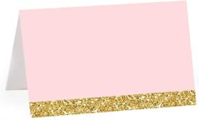 img 4 attached to Andaz Press Blush Pink Gold Glitter Print Wedding Collection: Printable Table Tent Place Cards, 20-Pack for Dessert Candy Table Catering Stations Signage - Elegant Touch for Your Wedding Decor!