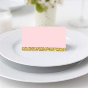 img 2 attached to Andaz Press Blush Pink Gold Glitter Print Wedding Collection: Printable Table Tent Place Cards, 20-Pack for Dessert Candy Table Catering Stations Signage - Elegant Touch for Your Wedding Decor!
