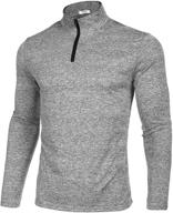 🏃 yitrend men's sports shirts - 1/4 zip long sleeve quick dry running workout pullover sweatshirt - breathable & loose-fit logo