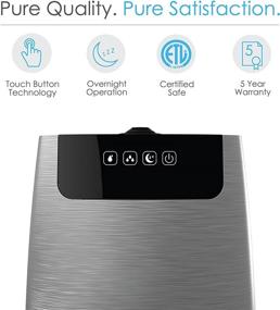 img 2 attached to 🌬️ Pure Enrichment HumeXL Ultrasonic Cool Mist Humidifier for Large Rooms - Extended Run-Time of 50 Hours, Convenient 1.3 Gallon Easy-to-Clean Water Tank, User-Friendly Touch-Button Control, Dual 360° Mist Nozzles, and Night Mode