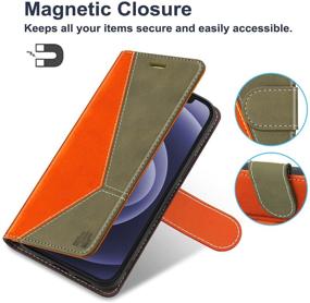 img 2 attached to Caislean Galaxy A42 5G Wallet Case with RFID Blocking, Card Holder and Shockproof Interior - Premium PU Leather Folio Kickstand Flip Folding Book Cover for Samsung Galaxy A42 5G in Orange and Olive