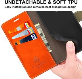 img 1 attached to Caislean Galaxy A42 5G Wallet Case with RFID Blocking, Card Holder and Shockproof Interior - Premium PU Leather Folio Kickstand Flip Folding Book Cover for Samsung Galaxy A42 5G in Orange and Olive