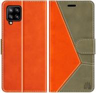 caislean galaxy a42 5g wallet case with rfid blocking, card holder and shockproof interior - premium pu leather folio kickstand flip folding book cover for samsung galaxy a42 5g in orange and olive logo