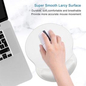 img 2 attached to ITNRSIIET Ergonomic Mouse Pad with Gel Wrist Rest Support, Lycra Cloth Gaming Mouse Pad, Non-Slip PU Base, White - Designed for Computer, Laptop, PC, Home, Office & Travel