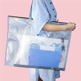 img 3 attached to 👜 BUSOHA Clear Mesh Vinyl Storage Bag: Waterproof Art Organizer for Artworks, Charts, and Teaching Material - 19 x 25 Inch