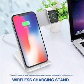 img 1 attached to 📱 FACEVER 2-in-1 Fast Wireless Charger Stand | Qi Charging Station Dock for iPhone 12 Pro Max 11 XR XS 8 Plus, Apple Watch 6 SE 5 4 3 2 (includes QC3.0 Adapter) | White