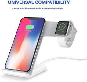 img 3 attached to 📱 FACEVER 2-in-1 Fast Wireless Charger Stand | Qi Charging Station Dock for iPhone 12 Pro Max 11 XR XS 8 Plus, Apple Watch 6 SE 5 4 3 2 (includes QC3.0 Adapter) | White