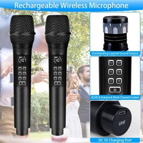 img 3 attached to 🎤 Черный беспроводной микрофон для караоке Kithouse K28 с функцией зарядки с регулировкой громкости и эха и приемником, UHF ручной динамический микрофон для пения караоке и выступлений