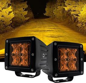 img 2 attached to OZ-USA 4D POD Spot Beam Amber Lens Phillips LED Yellow Lights Fog Dust Snow ATV Offroad 3 X 4 Race Beam Truck Motorcycle Cube