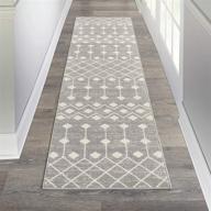 nourison grafix bohemian contemporary grey area 🏞️ rug runner - 2' x 12' for modern interiors logo