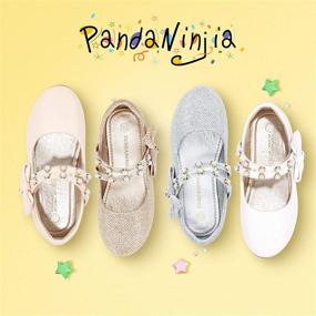 img 3 attached to PANDANINJIA Cheryl Bow Princess Flower Ballerina Flats for 👸 Toddler/Little Girls with Pearl Double Straps and Dressy Mary Jane Style