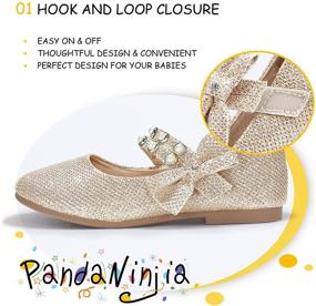 img 2 attached to PANDANINJIA Cheryl Bow Princess Flower Ballerina Flats for 👸 Toddler/Little Girls with Pearl Double Straps and Dressy Mary Jane Style