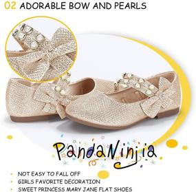 img 1 attached to PANDANINJIA Cheryl Bow Princess Flower Ballerina Flats for 👸 Toddler/Little Girls with Pearl Double Straps and Dressy Mary Jane Style