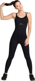 img 1 attached to 👗 ONGASOFT Women's Strappy Athletic Bodysuit: One-Piece Jumpsuit for Yoga, Dance & Fitness - Open Back Rompers