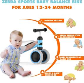 img 2 attached to 🚼 ZEBRA SPORTS Baby Balance Bikes - Cute Toddler Toys for 1 Year Old Boys and Girls (12-24 Months) - First Bicycle Infant Walker with No Pedal, 4 Wheels - Ideal 1st Birthday Gift & Thanksgiving Christmas Present