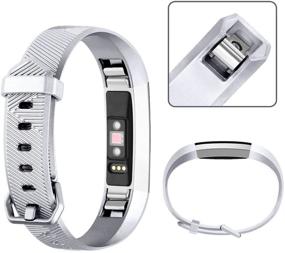 img 2 attached to 💎 Премиум-набор из 6 совместимых ремешков для Fitbit Alta HR - Стильные и прочные спортивные замены в розовом золоте, серебре, фуксии, черном, темно-синем и морской волне - Разработаны для женщин и мужчин.