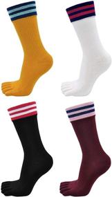 img 3 attached to Cute Striped Cotton Women's Toe Socks - 5 Pairs - Ankle Length - Ideal for Athletic Running and Girls