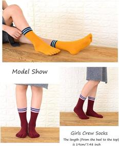 img 2 attached to Cute Striped Cotton Women's Toe Socks - 5 Pairs - Ankle Length - Ideal for Athletic Running and Girls